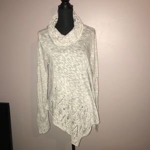 Cowl neck asymmetrical sweater